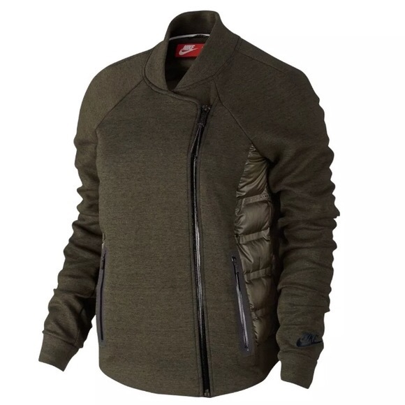 Nike Jackets & Blazers - Nike TECH KNIT Off Center Zip Jacket Olive Sz SM